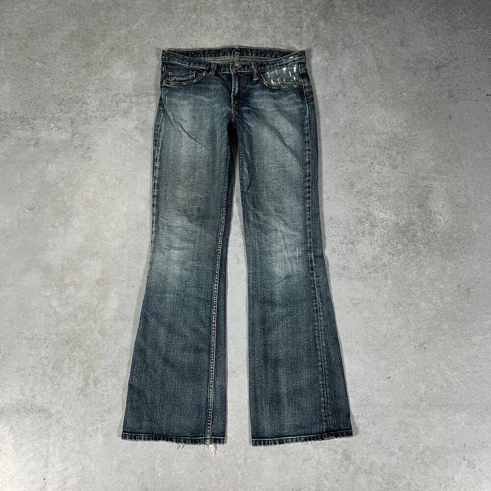 Flared Leg Low Rise X2 Denim Laboratory Women's Size 31 Dark Y2K Boot Express